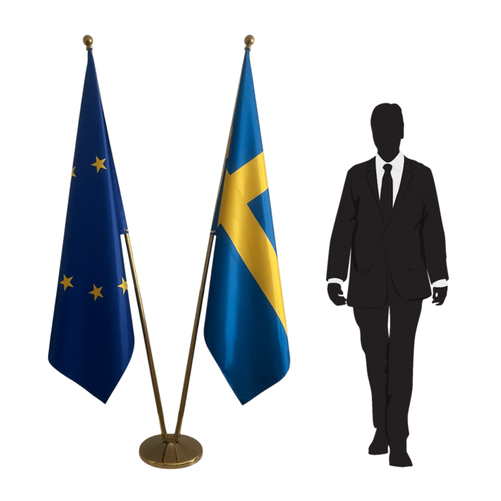 zwedenvlag op standaard