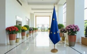 drapeau UE sur hampe