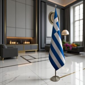 drapeau Grèce avec pied