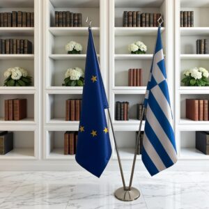 drapeau Grèce et l'UE pour bureau