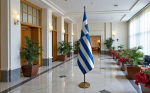 drapeau Grèce avec support