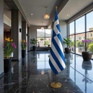 drapeau Grèce avec support