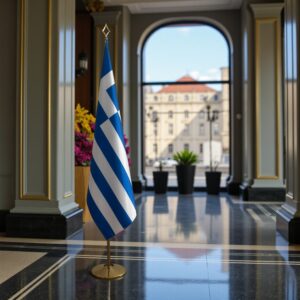 drapeau Grèce avec support