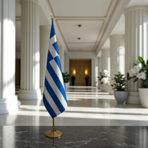 drapeau Grèce avec support