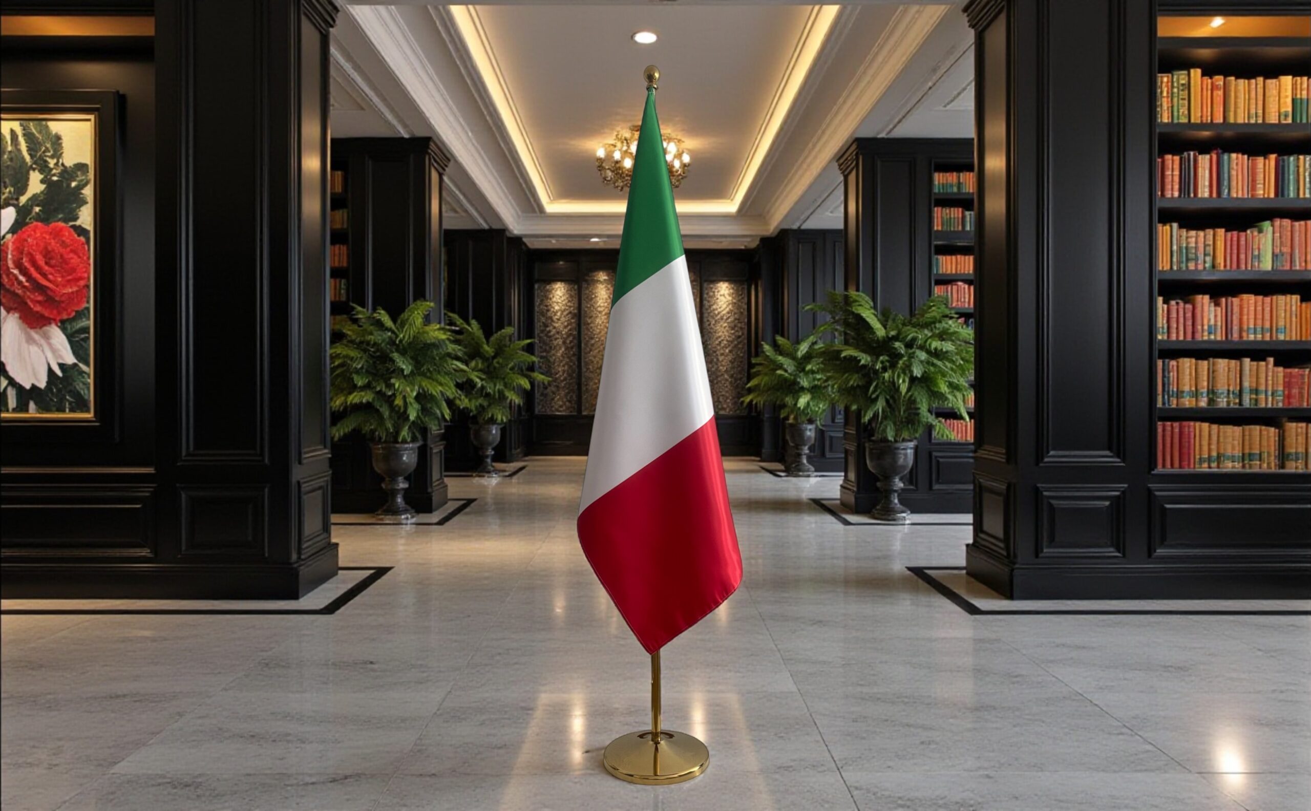 drapeau Italie avec hampe