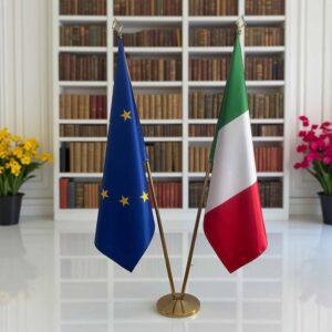 drapeau Italie et UE sur pied