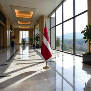 drapeau Lettonie avec socle