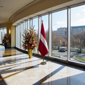 drapeau Lettonie avec socle