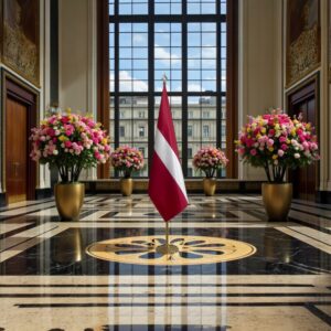 drapeau Lettonie avec socle