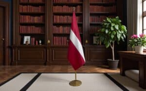 drapeau Lettonie avec socle