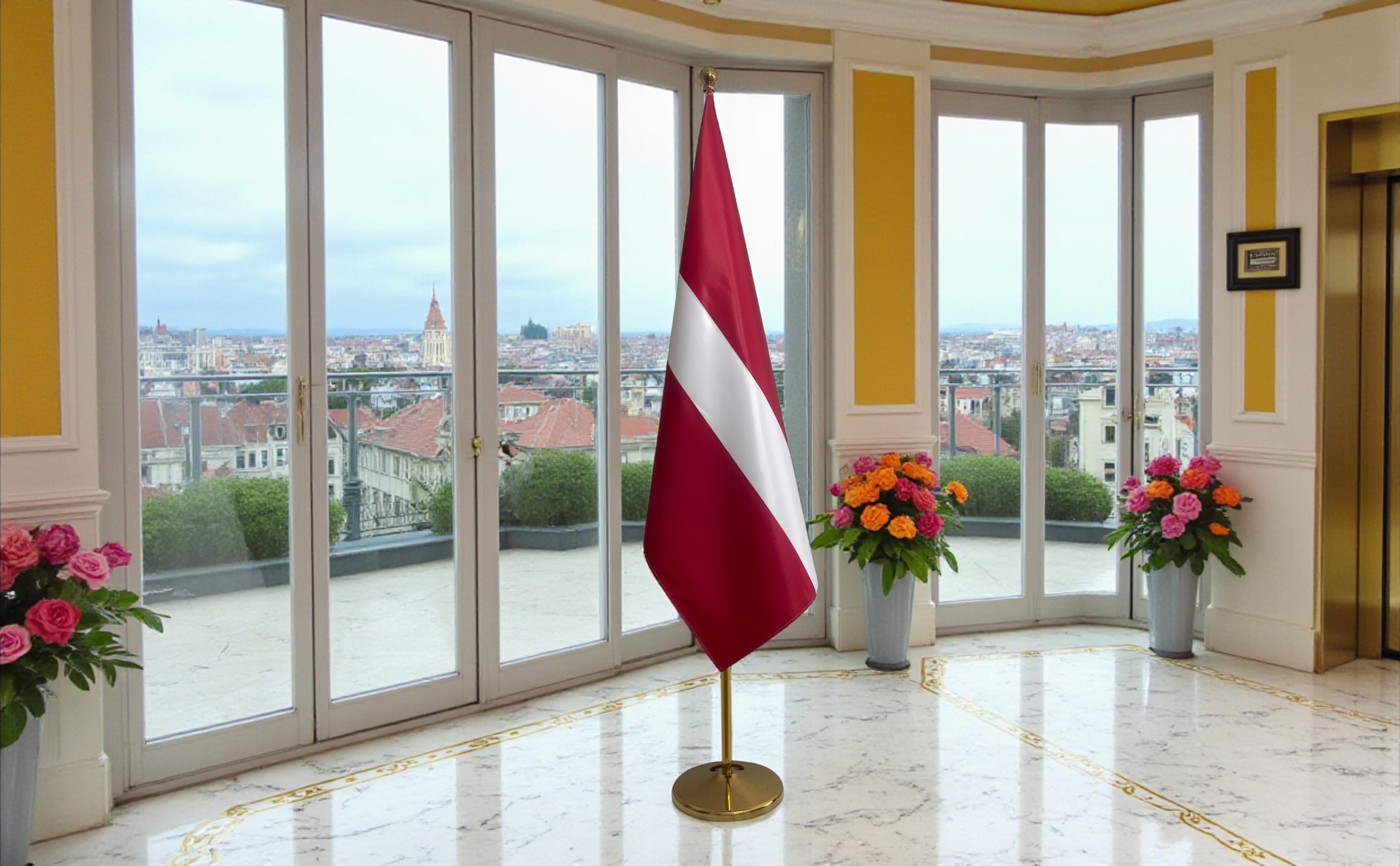 drapeau Lettonie avec socle