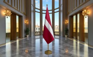 drapeau Lettonie avec socle