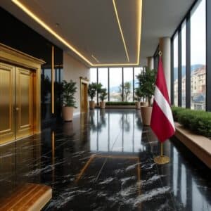 drapeau Lettonie avec socle