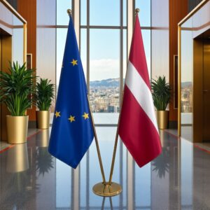 drapeau Lettonie avec socle