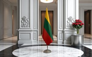 drapeau Lituanie sur pied