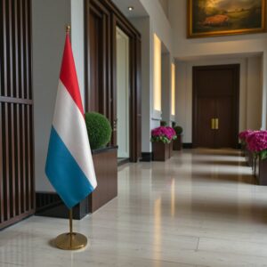 drapeau Luxembourg avec pied