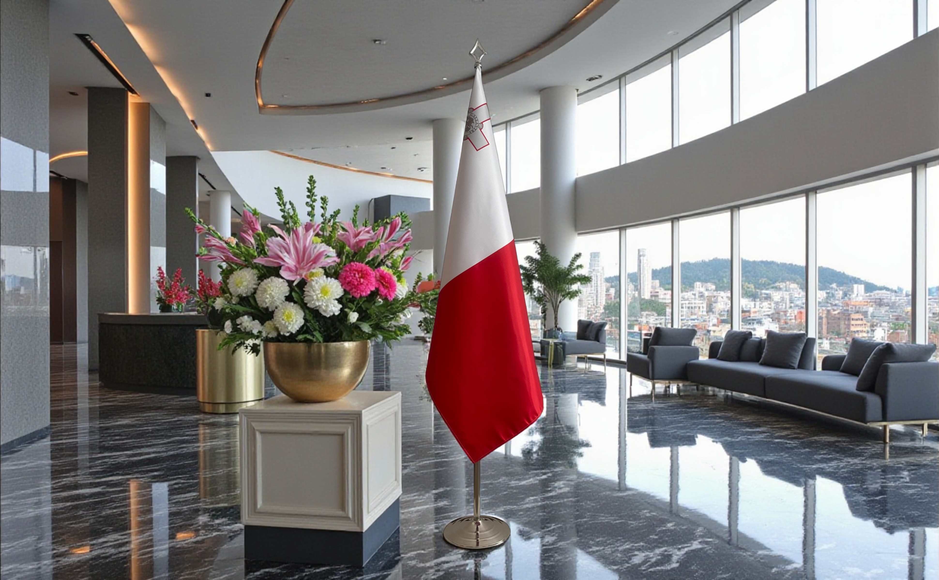 drapeau Malte sur socle