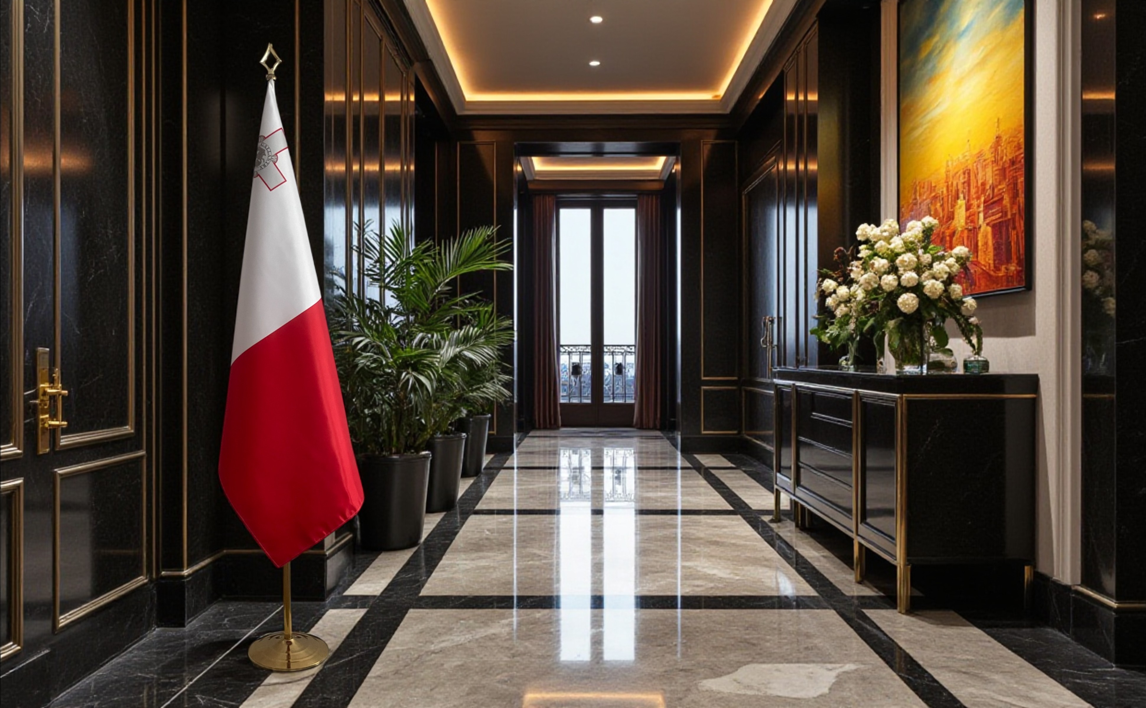 drapeau Malte avec mat