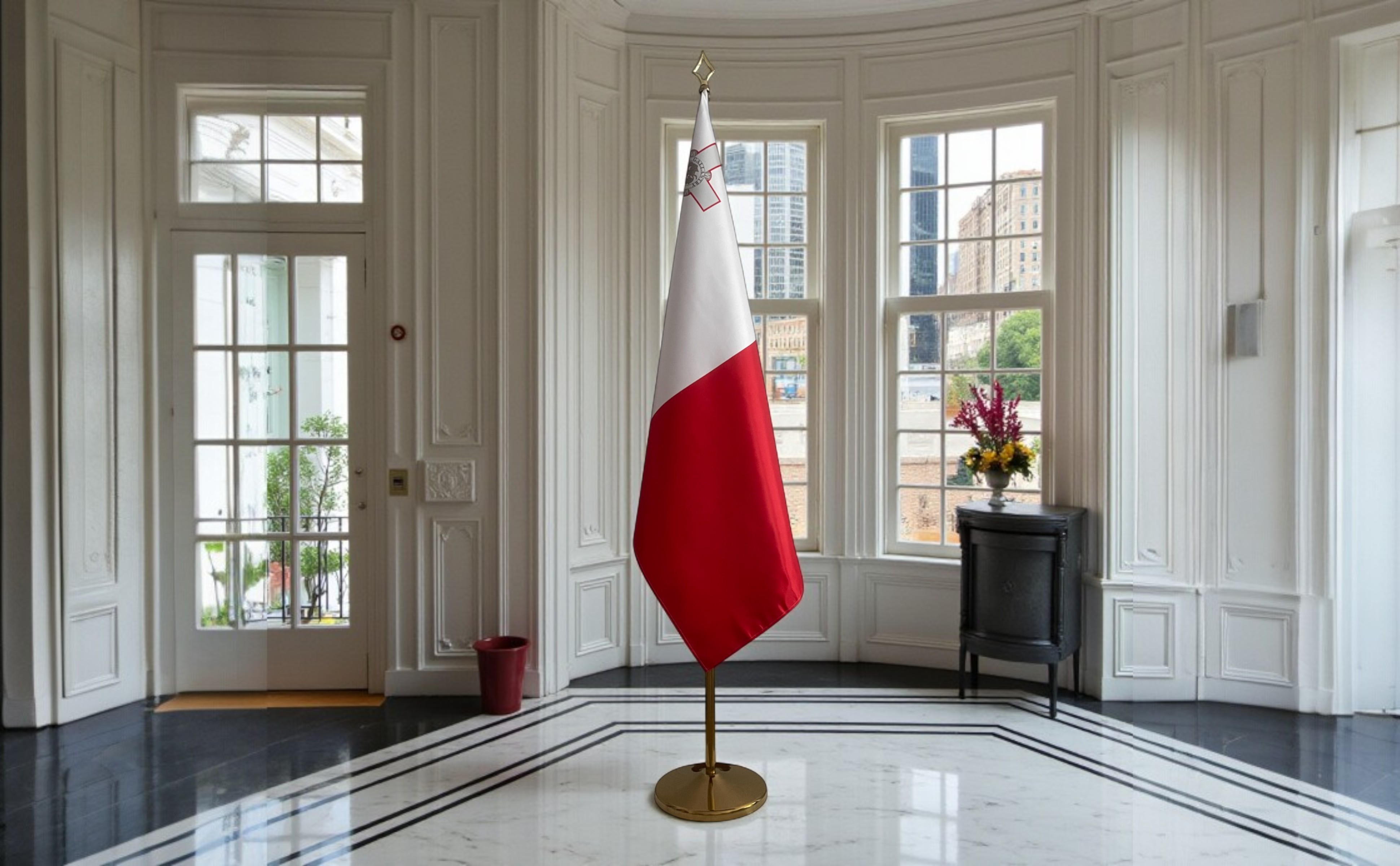 drapeau Malte avec pied