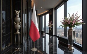 drapeau Pologne avec pied