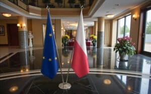 drapeau Pologne et UE