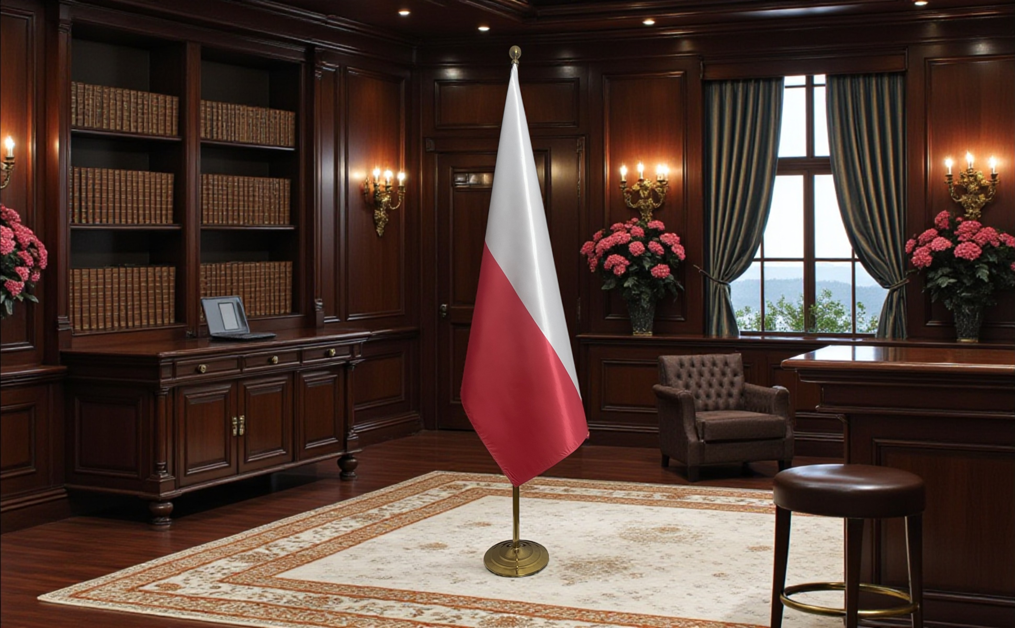 drapeau Pologne avec socle