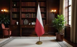 drapeau Pologne avec socle