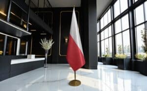 drapeau Pologne avec socle