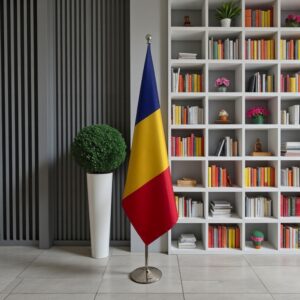 drapeau Roumanie avec pied