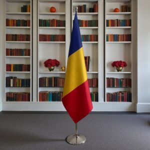 drapeau Roumanie avec pied