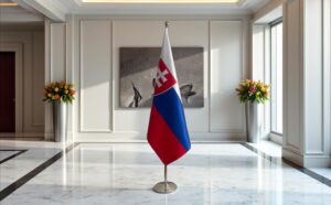 drapeau Slovaquie avec socle