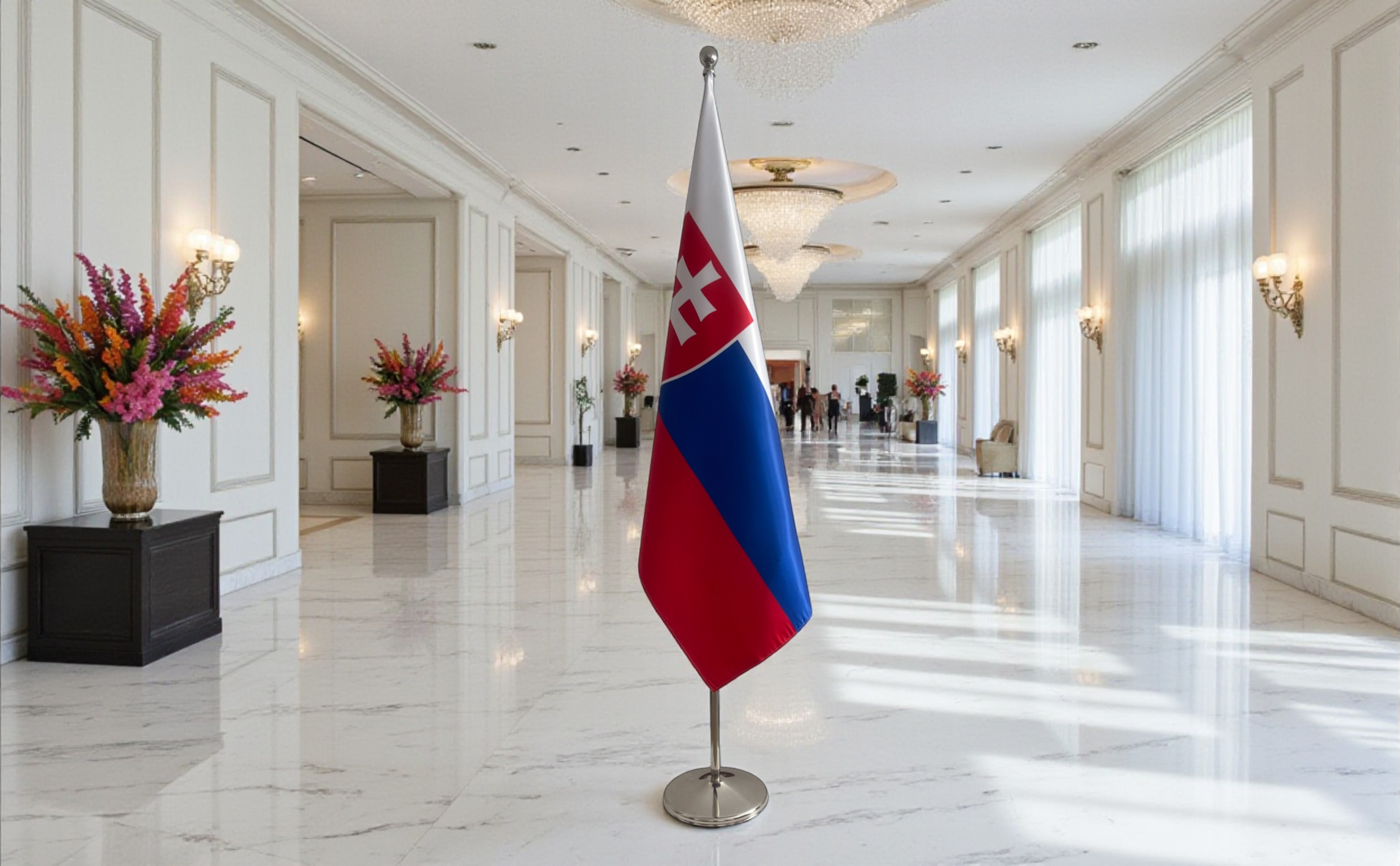 drapeau Slovaquie avec pied