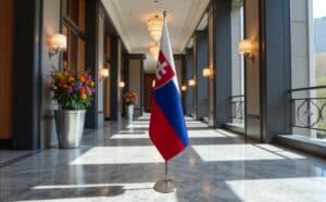 drapeau Slovaquie avec pied