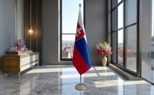 drapeau Slovaquie avec pied