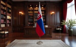 drapeau Slovaquie avec pied