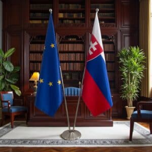 drapeau Slovaquie sur pied