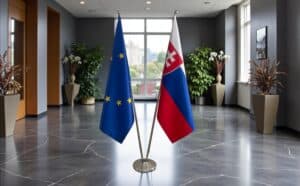 drapeau Slovaquie sur pied