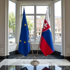 drapeau Slovaquie sur pied