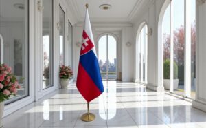 drapeau Slovaquie avec socle