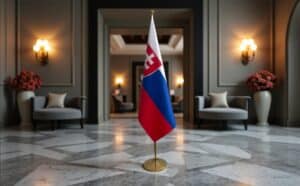 drapeau Slovaquie avec socle