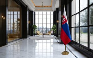 drapeau Slovaquie avec socle