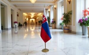 drapeau Slovaquie avec socle