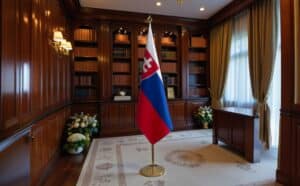 drapeau Slovaquie avec socle