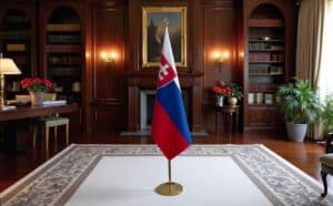 drapeau Slovaquie avec socle