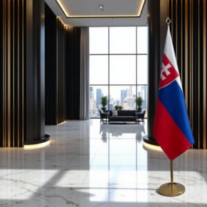 drapeau Slovaquie avec socle