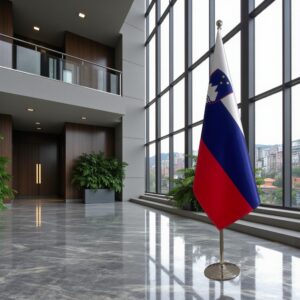 drapeau Slovenie avec pied