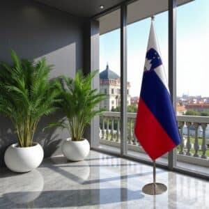 drapeau Slovenie avec pied