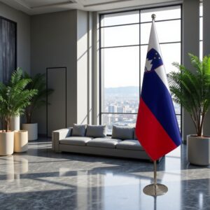 drapeau Slovenie avec pied