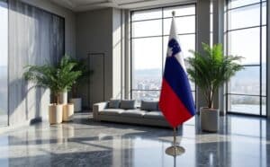 drapeau Slovenie avec pied