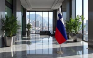 drapeau Slovenie avec pied